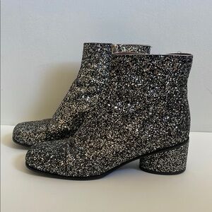 Marc Jacobs Black and Silver Glitter Ankle Booties